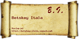 Betskey Itala névjegykártya